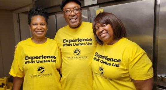 Gale Walker, George Jones and Karen Jones have a wonderful experience serving breakfast to 67 women and children at a domestic violence shelter Gale Walker, George Jones and Karen Jones have a wonderful experience serving breakfast to 67 women and children at a domestic violence shelter