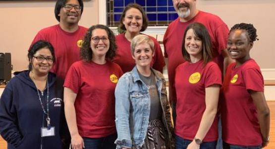 Frederick Adventist Academy staff pose with Ashley Eisele, associate communications director for ADRA. Photo courtesy ADRA Frederick Adventist Academy staff pose with Ashley Eisele, associate communications director for ADRA. Photo courtesy ADRA