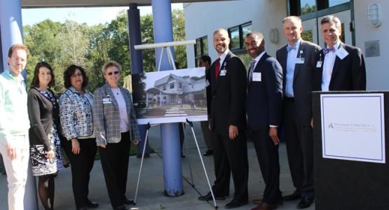 From left to right are Dr. Jimmy Venza, executive director of the Lourie Center for Children’s Social & Emotional Wellness; Jill Brown, director of the Parent-Child Clinical Services Program; Jill Ginsburg, Lourie Center’s contract manager for the Montgomery County Infants and Toddlers Program; Melanie Jewell, administrative director of the Lourie Center; Marcel Wright, vice president of behavioral health services for Adventist HealthCare Shady Grove Medical Center; David Daniels, chief operating officer for the Bainum Family Foundation; Terry Forde, president and chief executive officer of Adventist HealthCare; John Sackett, executive vice president and chief operating officer of Adventist HealthCare and president of Adventist HealthCare Shady Grove Medical Center. From left to right are Dr. Jimmy Venza, executive director of the Lourie Center for Children’s Social & Emotional Wellness; Jill Brown, director of the Parent-Child Clinical Services Program; Jill Ginsburg, Lourie Center’s contract manager for the Montgomery County Infants and Toddlers Program; Melanie Jewell, administrative director of the Lourie Center; Marcel Wright, vice president of behavioral health services for Adventist HealthCare Shady Grove Medical Center; David Daniels, chief operating officer f