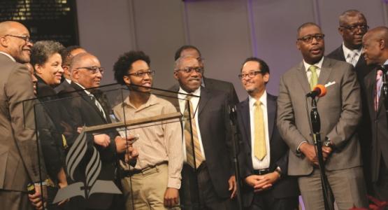 Lawrance E. Martin (pictured, third from left), Allegheny East Conference vice president for finance, accepts an Achievement Award at the Pastoral Evangelism and Leadership Conference. Lawrance E. Martin (pictured, third from left), Allegheny East Conference vice president for finance, accepts an Achievement Award at the Pastoral Evangelism and Leadership Conference.