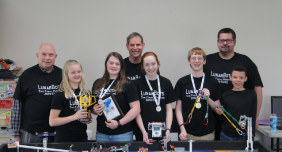 SVAE’s robotics team places first in three categories at the national robotics competition in Florida. (Left to right) Coach Bill Dodge, Emma Davis, Olivia Patrick, Coach Gordon Miller, Lora Moulder, Michael White, Coach Mike Moulder and Dakota Gullatte. SVAE’s robotics team places first in three categories at the national robotics competition in Florida. (Left to right) Coach Bill Dodge, Emma Davis, Olivia Patrick, Coach Gordon Miller, Lora Moulder, Michael White, Coach Mike Moulder and Dakota Gullatte.