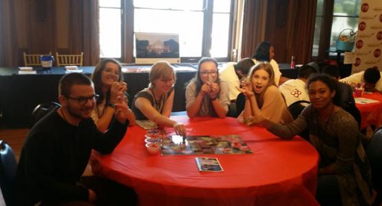 Shakespeare class members Mitchell Jackson, Quincy Collins, Emily Bennett, Sidney Collins, Zoe Jacobs and Cierra Stewart play the board game they created for PROJECT38, the Cincinnati Shakespeare Company’s educational program. Shakespeare class members Mitchell Jackson, Quincy Collins, Emily Bennett, Sidney Collins, Zoe Jacobs and Cierra Stewart play the board game they created for PROJECT38, the Cincinnati Shakespeare Company’s educational program.