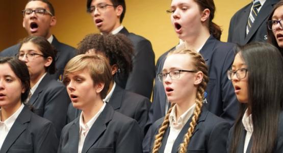 Honors Chorus students participate in a master class during the Music for All National Festival. Honors Chorus students participate in a master class during the Music for All National Festival.