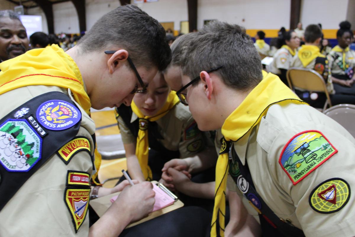 Pathfinders from the Wyoming Valley Pathfinder Club participate in the Columbia Union PBE.