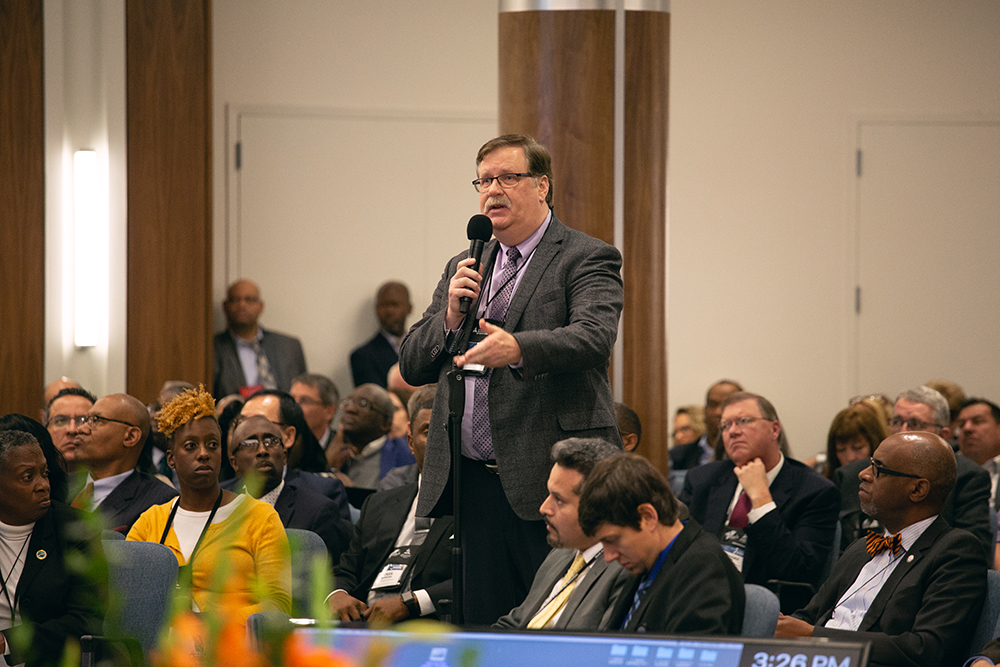 Ron Halvorsen, president of the Ohio Conference, speaks during the afternoon financial discussion on Nov. 5, 2018. Photo by Pieter Damsteegt