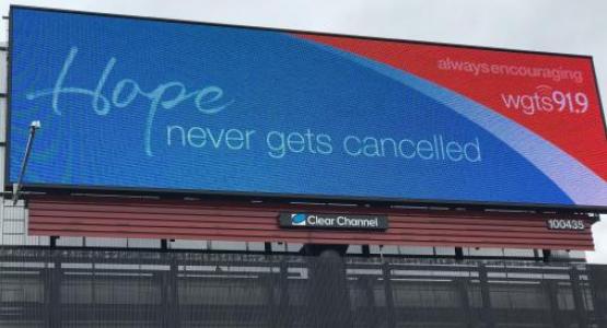 1. The “Hope Never Gets Cancelled” billboard lighting up U.S. Route 1 in Laurel, MD. 1. The “Hope Never Gets Cancelled” billboard lighting up U.S. Route 1 in Laurel, MD.