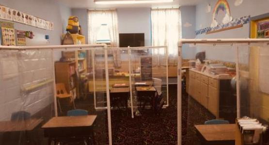 A classroom at Pennsylvania Conference's Mountain View Christian School displays some of their new social distancing features. A classroom at Pennsylvania Conference's Mountain View Christian School displays some of their new social distancing features.