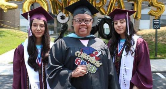 Maria and Reina Cordona are pictured with principal Carla Thrower Maria and Reina Cordona are pictured with principal Carla Thrower