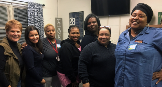 Brenda Kilgore (left) helps make single moms from the community, such as Yamile Sanchez, Cassandra Irvin, Krystal Brooks, April Mclaughlin, Venita Barnett and Nyra Williams, feel loved, valued and appreciated. Brenda Kilgore (left) helps make single moms from the community, such as Yamile Sanchez, Cassandra Irvin, Krystal Brooks, April Mclaughlin, Venita Barnett and Nyra Williams, feel loved, valued and appreciated.