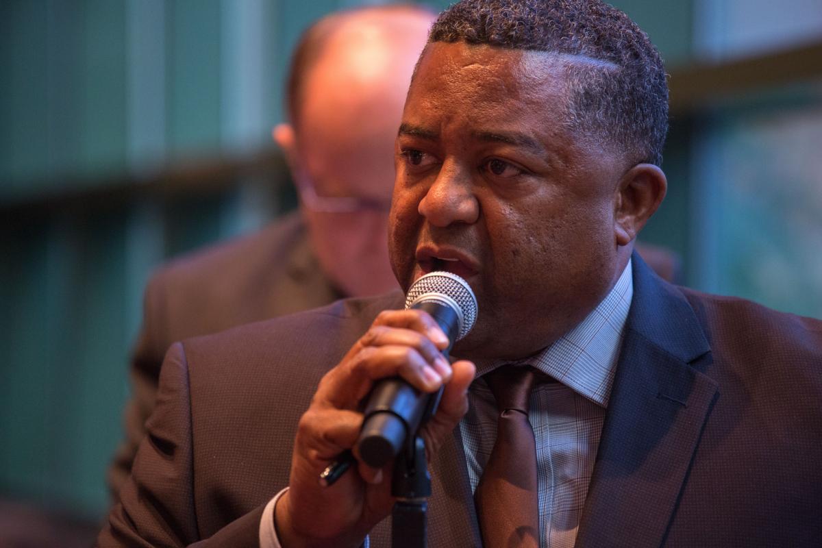 Ivan Williams, director of the NAD Ministerial Association, addresses the motion made by Randy Roberts on Oct. 31. Photo by Pieter Damsteegt